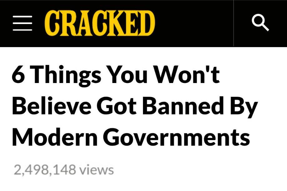 Screenshot of Cracked.com article showing title and views